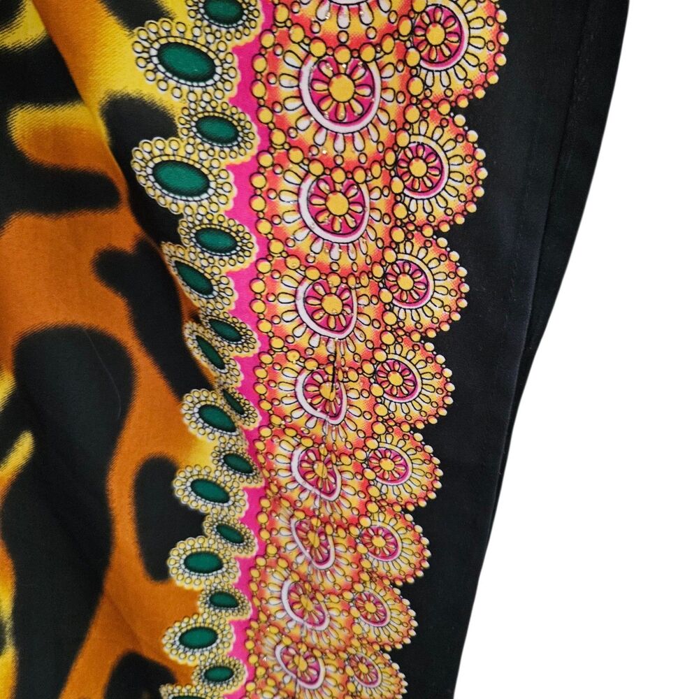 Good Times Caftan Dress One Size Colorful Polyester Kimono Sleeve Cruise Lounge - Picture 5 of 7